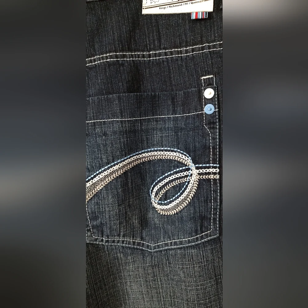5ive Jungle Jeans Bermuda shorts Embroidery Vintage Streetwear Size 44 New Blue